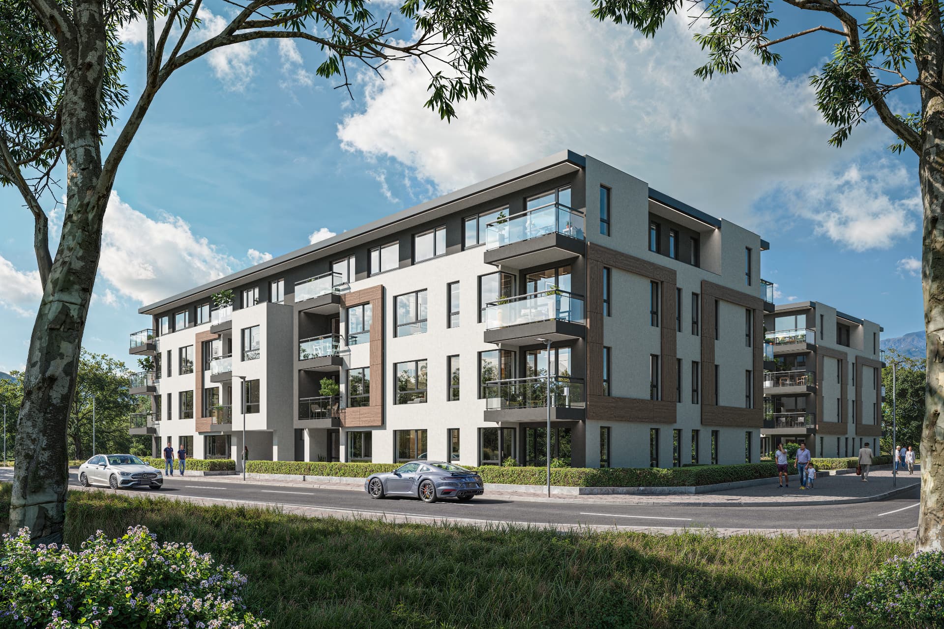 Архитектурна концепция за VERRA Residence с просторни балкони и озеленена среда
